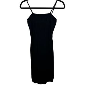 TOPSHOP Black Strappy Knit Ribbed Midi Bodycon Dress Women's Size 2